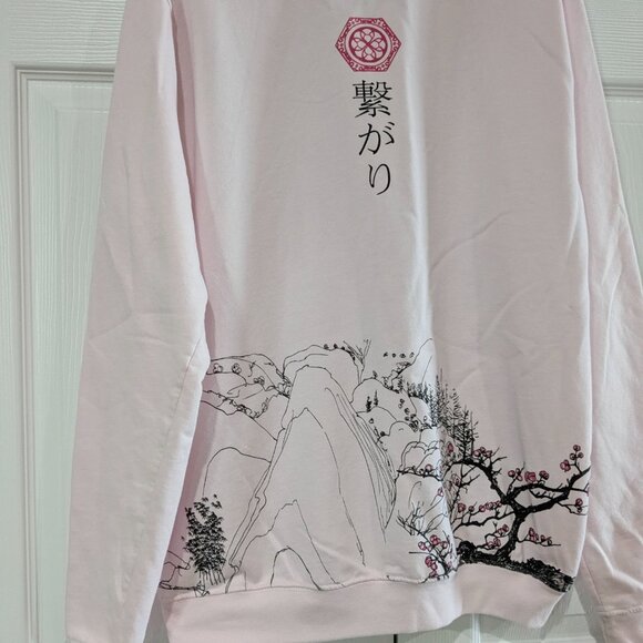 Blind Rooster Women's Pink Japanese Cherry Blossom Sweatshirt, Large, Tsunagari - Picture 11 of 16